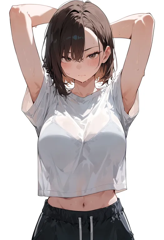 masterpiece, best quality, score_7, safe, tsuji renta, solo, upper body, simple background — by k3scat, made with ComfyUI