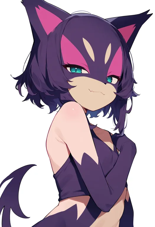 masterpiece, best quality, score_7, safe, purrloin, solo, upper body, simple background — by k3scat, made with ComfyUI