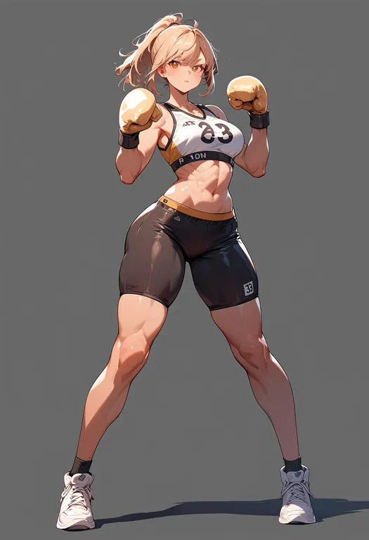 masterpiece, best quality, score_7, safe, battle athletes, solo, full body, simple background — by k3scat, made with ComfyUI