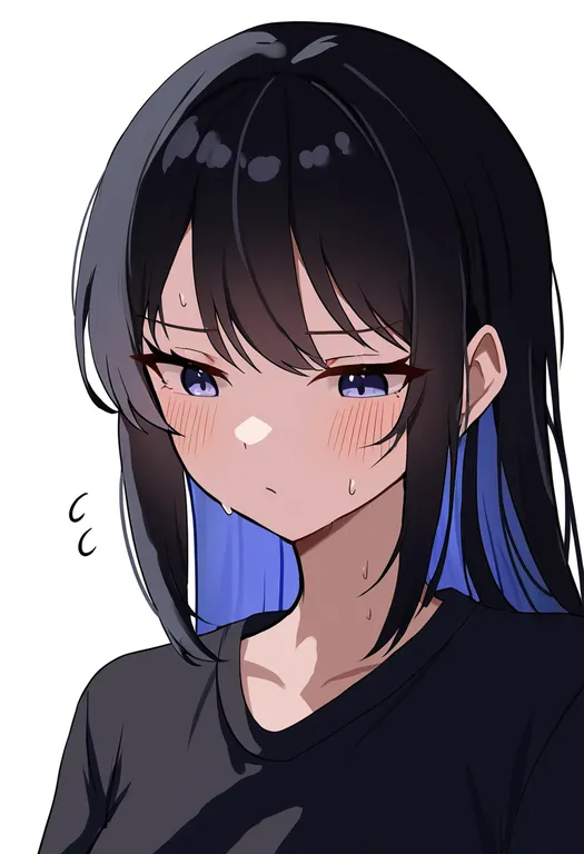 masterpiece, best quality, newest, absurdres, highres, safe, sweat, 1girl, solo, simple_background — by k3scat, made with ComfyUI