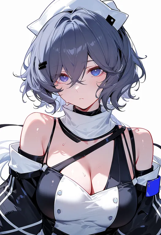 masterpiece, best quality, score_7, safe, whisperain (arknights), arknights, solo, upper body, simple background — by k3scat, made with ComfyUI