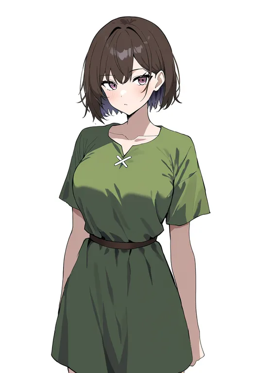 masterpiece, best quality, newest, absurdres, highres, safe, green_tunic, 1girl, solo, simple_background — by k3scat, made with ComfyUI