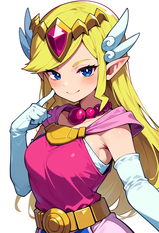 masterpiece, best quality, score_7, safe, toon zelda, solo, upper body, simple background — by k3scat, made with ComfyUI