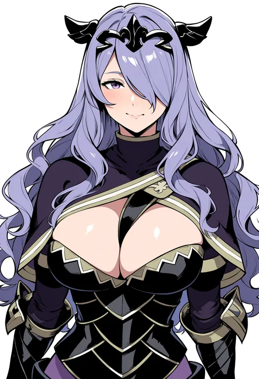masterpiece, best quality, score_7, safe, camilla (fire emblem), fire emblem, solo, upper body, simple background — by k3scat, made with ComfyUI