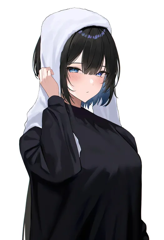 masterpiece, best quality, newest, absurdres, highres, safe, towel_on_head, 1girl, solo, simple_background — by k3scat, made with ComfyUI