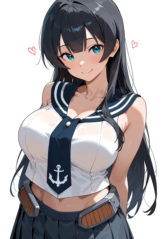 masterpiece, best quality, score_7, safe, agano (kancolle), solo, upper body, simple background — by k3scat, made with ComfyUI