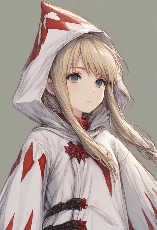 masterpiece, best quality, general, white mage (final fantasy), final fantasy, solo, upper body, simple background — by k3scat, made with ComfyUI