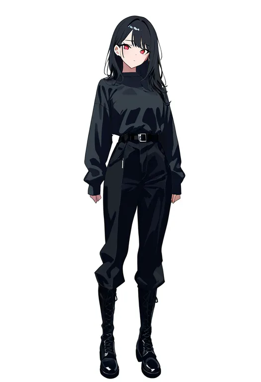 masterpiece, best quality, newest, absurdres, highres, safe, belt_boots, 1girl, solo, simple_background — by k3scat, made with ComfyUI