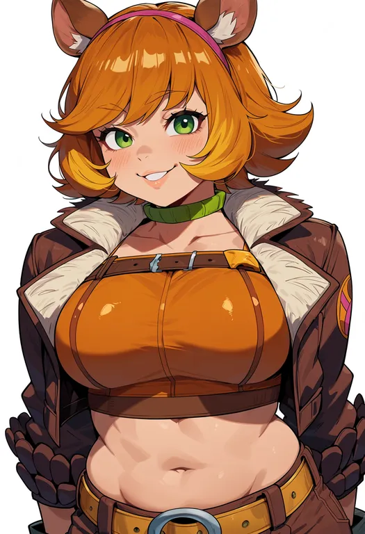 masterpiece, best quality, score_7, safe, squirrel girl (marvel), marvel, solo, upper body, simple background — by k3scat, made with ComfyUI