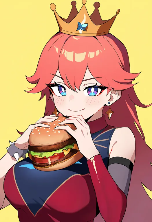 masterpiece, best quality, newest, absurdres, highres, safe, burger_king, solo, upper_body, simple_background — by k3scat, made with ComfyUI