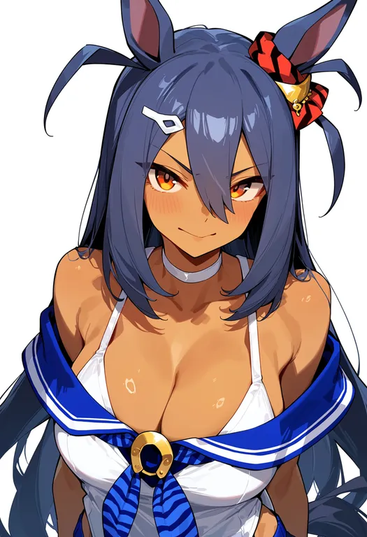 masterpiece, best quality, score_7, safe, hishi amazon (umamusume), umamusume, solo, upper body, simple background — by k3scat, made with ComfyUI