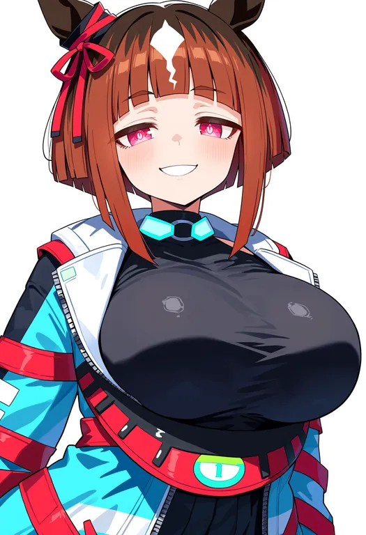 masterpiece, best quality, score_7, safe, transcend (umamusume), umamusume, solo, upper body, simple background — by k3scat, made with ComfyUI