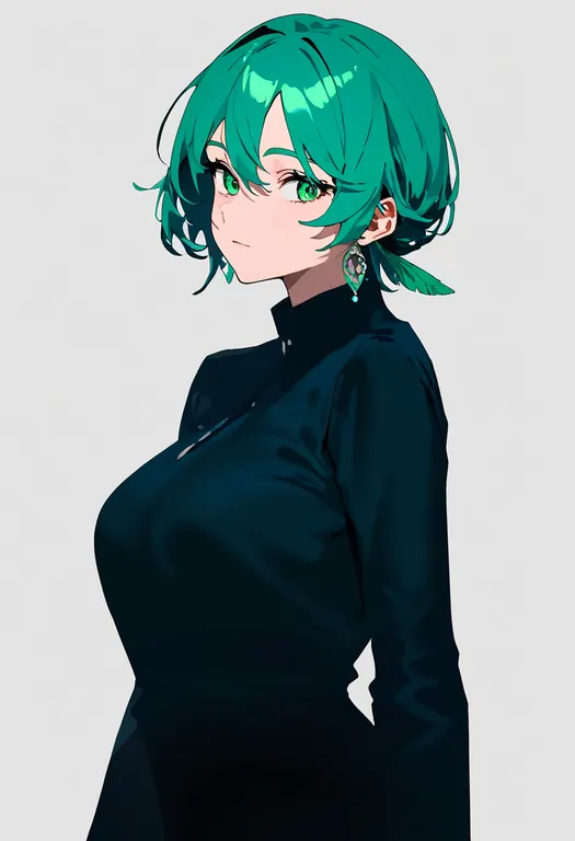 masterpiece, best quality, newest, absurdres, highres, safe, green_feathers, 1girl, solo, simple_background — by k3scat, made with ComfyUI