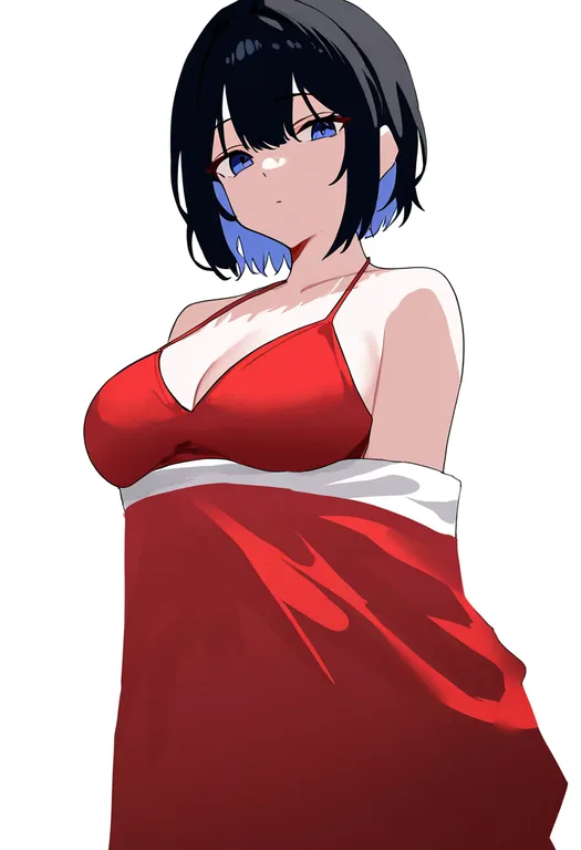 masterpiece, best quality, newest, absurdres, highres, safe, santa_bikini, 1girl, solo, simple_background — by k3scat, made with ComfyUI