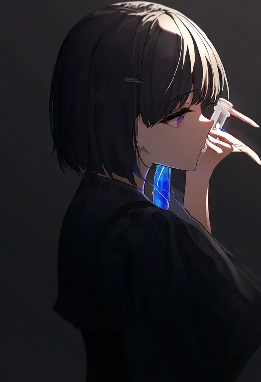 masterpiece, best quality, newest, absurdres, highres, safe, vial, 1girl, solo, simple_background — by k3scat, made with ComfyUI