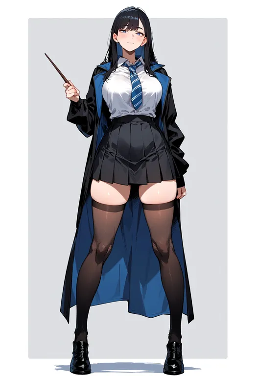 masterpiece, best quality, score_7, safe, pixiv hogwarts, solo, simple background — by k3scat, made with ComfyUI