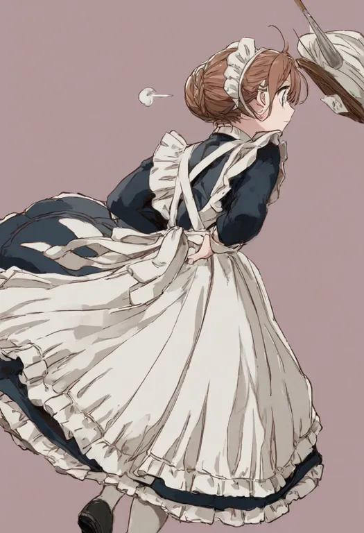 masterpiece, best quality, general, victorian maid, 1girl, solo, simple background — by k3scat, made with ComfyUI