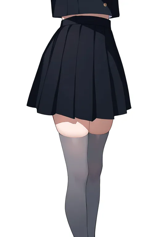 masterpiece, best quality, newest, absurdres, highres, safe, grey_thighhighs, 1girl, solo, simple_background — by k3scat, made with ComfyUI