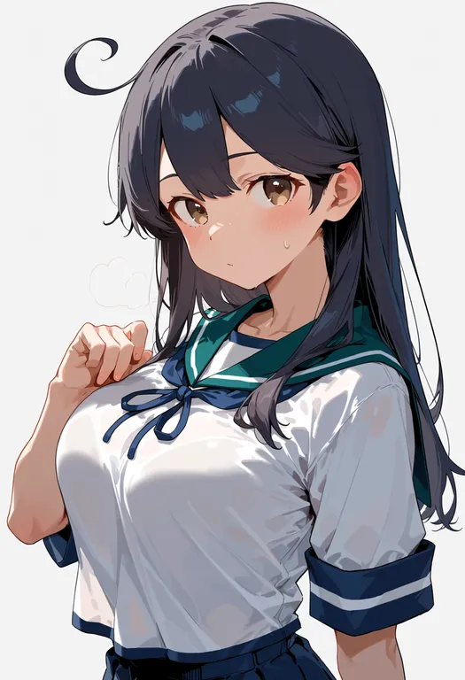 masterpiece, best quality, score_7, safe, ushio (kancolle), kantai collection, solo, upper body, simple background — by k3scat, made with ComfyUI