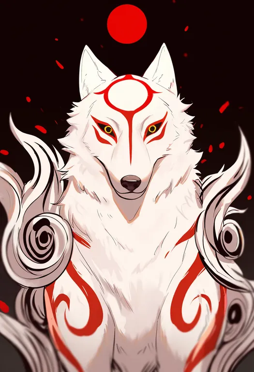 masterpiece, best quality, newest, absurdres, highres, safe, amaterasu_(ookami), solo, upper_body, simple_background — by k3scat, made with ComfyUI