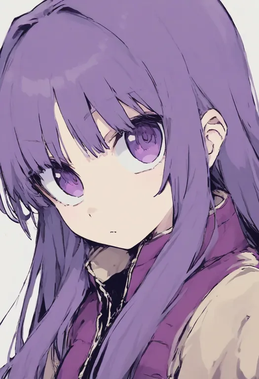 masterpiece, best quality, general, purple jacket, 1girl, solo, simple background — by k3scat, made with ComfyUI