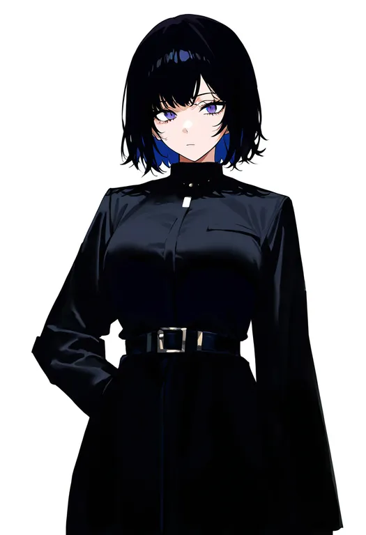 masterpiece, best quality, newest, absurdres, highres, safe, chest_belt, 1girl, solo, simple_background — by k3scat, made with ComfyUI