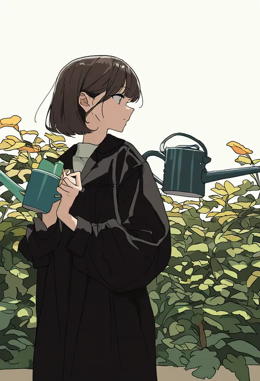 masterpiece, best quality, newest, absurdres, highres, safe, watering_can, 1girl, solo, simple_background — by k3scat, made with ComfyUI