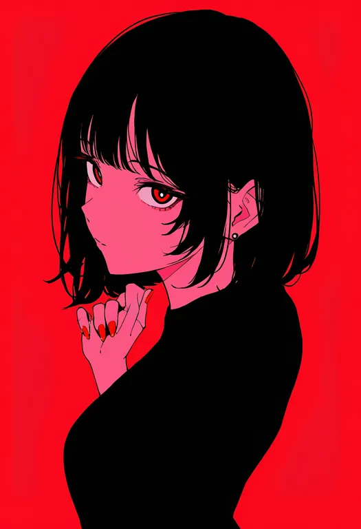 masterpiece, best quality, newest, absurdres, highres, safe, red_nails, 1girl, solo, simple_background — by k3scat, made with ComfyUI