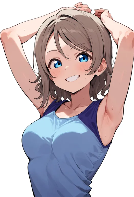 masterpiece, best quality, score_7, safe, watanabe you, love live! sunshine!!, solo, upper body, simple background — by k3scat, made with ComfyUI