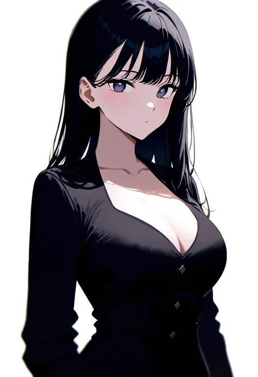 masterpiece, best quality, newest, absurdres, highres, safe, hair_between_breasts, 1girl, solo, simple_background — by k3scat, made with ComfyUI