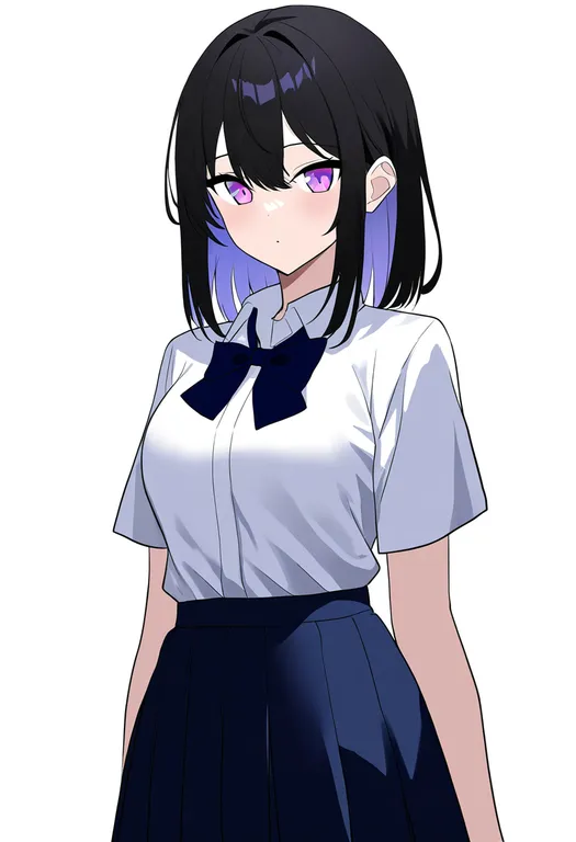 masterpiece, best quality, newest, absurdres, highres, safe, summer_uniform, 1girl, solo, simple_background — by k3scat, made with ComfyUI