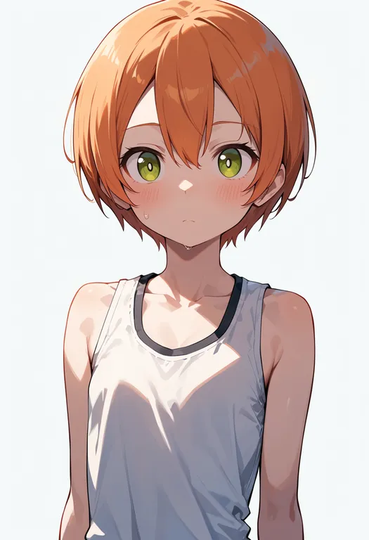 masterpiece, best quality, score_7, safe, hoshizora rin, solo, upper body, simple background — by k3scat, made with ComfyUI