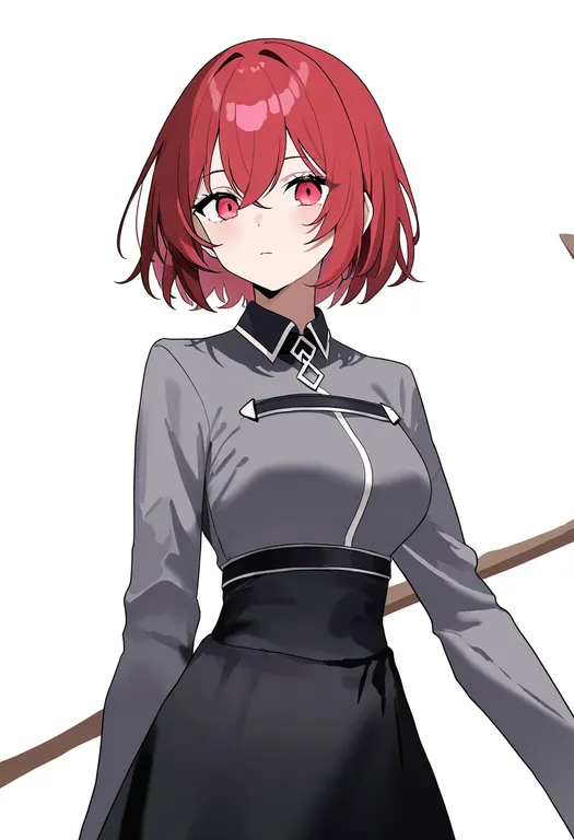 masterpiece, best quality, newest, absurdres, highres, safe, chaldea_staff_uniform, 1girl, solo, simple_background — by k3scat, made with ComfyUI