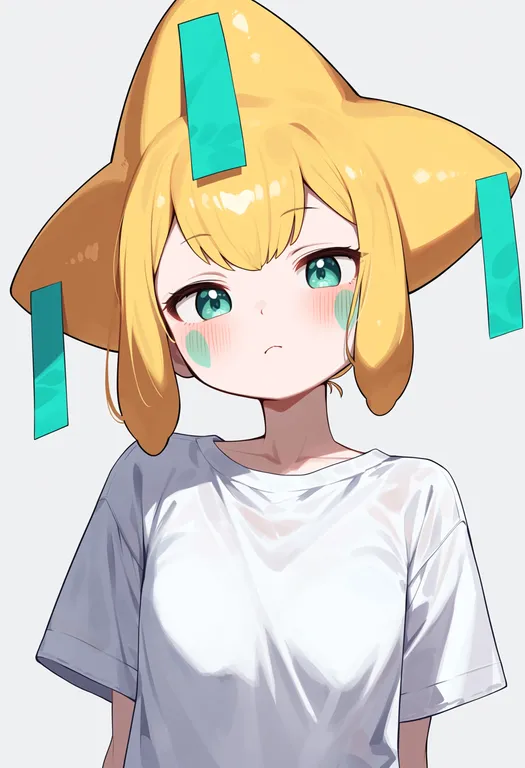 masterpiece, best quality, score_7, safe, jirachi, solo, upper body, simple background — by k3scat, made with ComfyUI