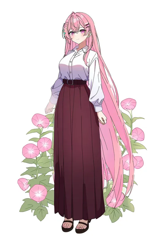 masterpiece, best quality, newest, absurdres, highres, safe, mito_hollyhock, solo, full_body, simple_background — by k3scat, made with ComfyUI
