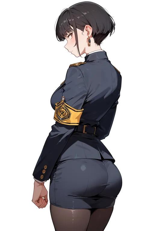 masterpiece, best quality, score_7, safe, yellow armband, 1girl, solo, simple background — by k3scat, made with ComfyUI