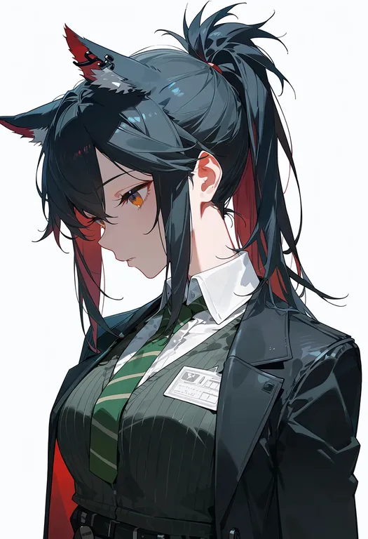 masterpiece, best quality, score_7, safe, texas (willpower) (arknights), arknights, solo, upper body, simple background — by k3scat, made with ComfyUI