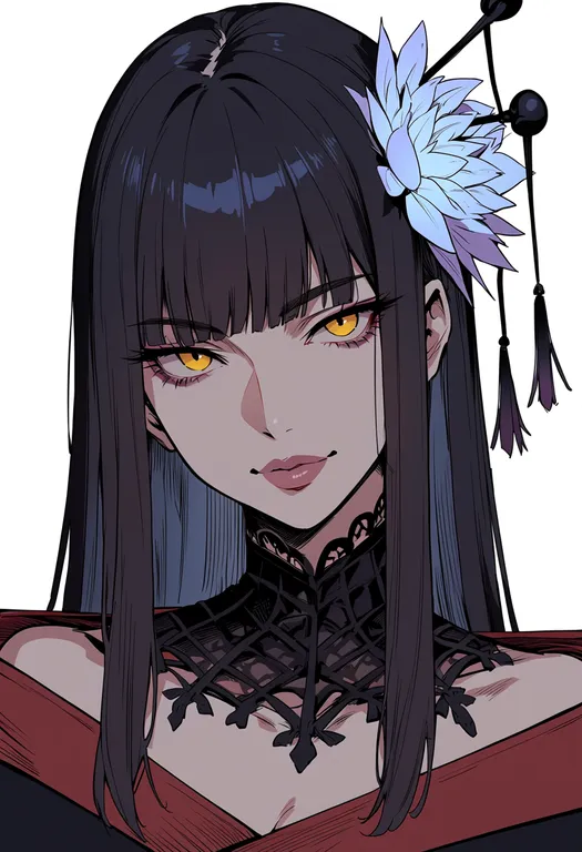 masterpiece, best quality, score_7, safe, yotsuyu goe brutus, solo, upper body, simple background — by k3scat, made with ComfyUI