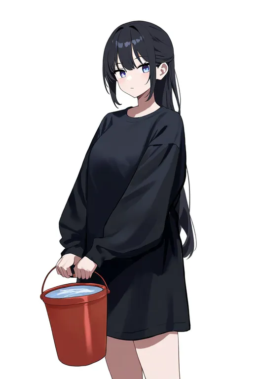 masterpiece, best quality, newest, absurdres, highres, safe, bucket, 1girl, solo, simple_background — by k3scat, made with ComfyUI