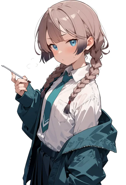 masterpiece, best quality, score_7, safe, kazagumo (kancolle), solo, upper body, simple background — by k3scat, made with ComfyUI
