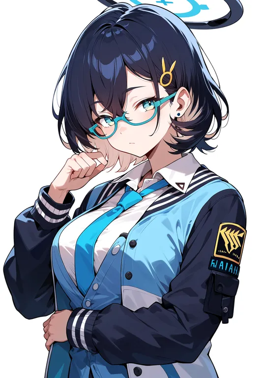 masterpiece, best quality, score_7, safe, chihiro (blue archive), blue archive, solo, upper body, simple background — by k3scat, made with ComfyUI