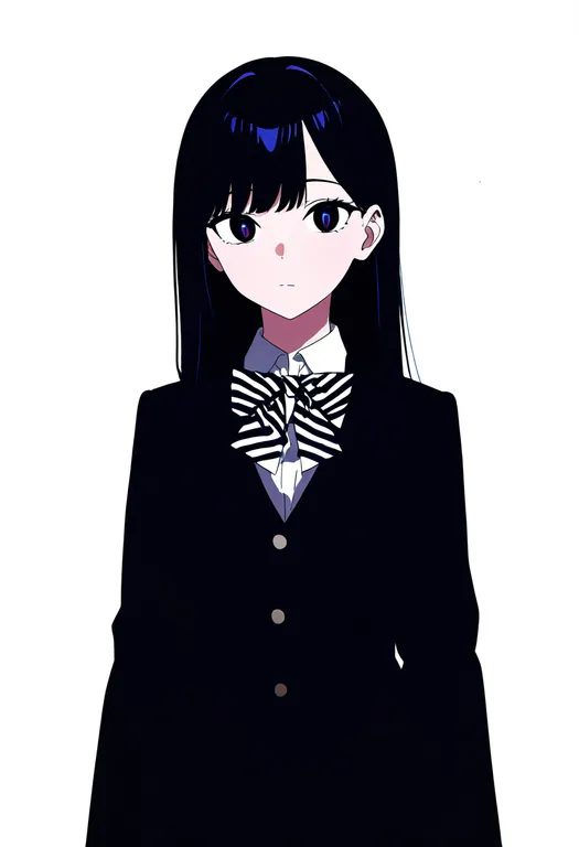 masterpiece, best quality, newest, absurdres, highres, safe, striped_bow, 1girl, solo, simple_background — by k3scat, made with ComfyUI