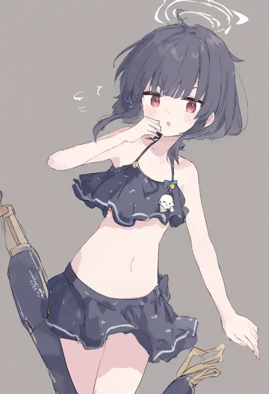 masterpiece, best quality, general, bikini skirt, 1girl, solo, simple background — by k3scat, made with ComfyUI