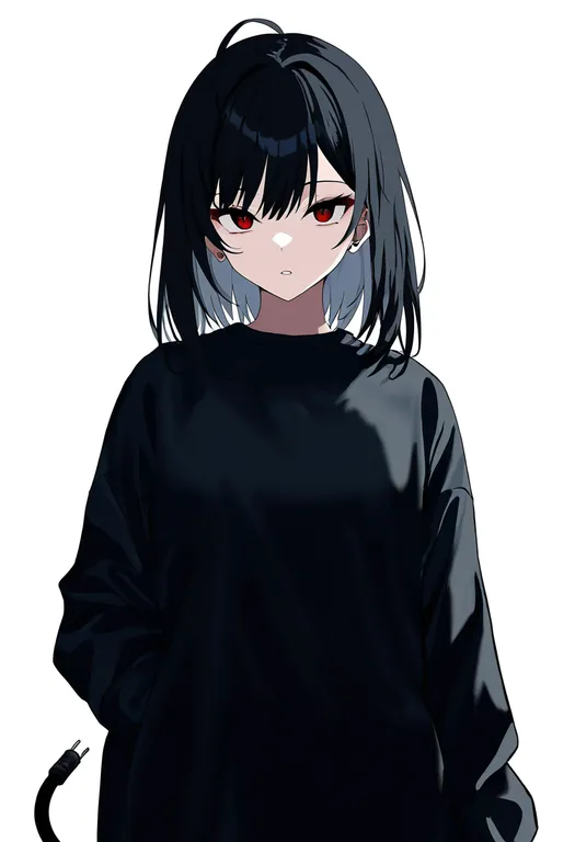 masterpiece, best quality, newest, absurdres, highres, safe, cable_tail, 1girl, solo, simple_background — by k3scat, made with ComfyUI
