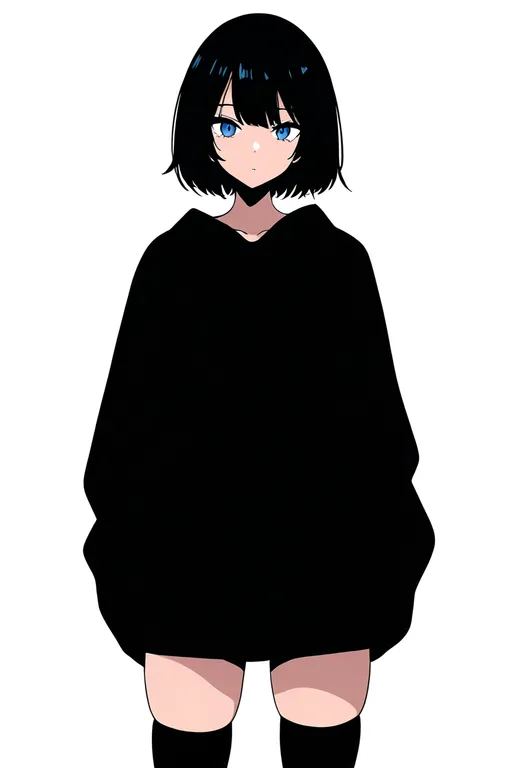 masterpiece, best quality, newest, absurdres, highres, safe, black_hiphighs, 1girl, solo, simple_background — by k3scat, made with ComfyUI