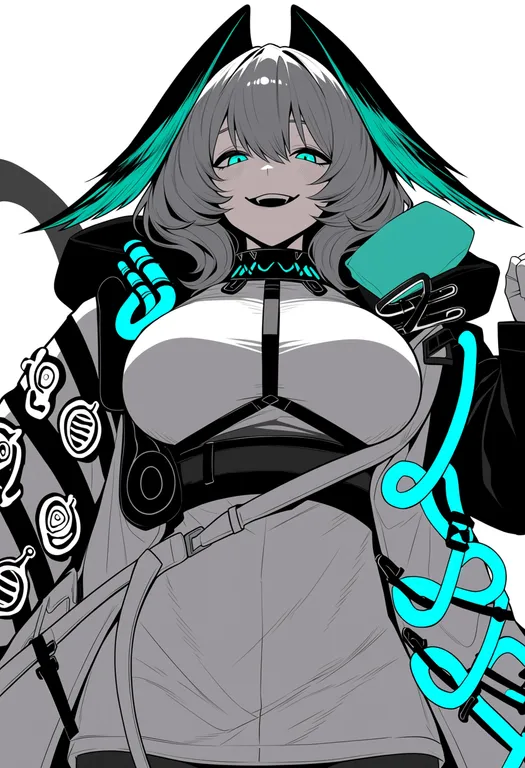 masterpiece, best quality, score_7, safe, ho'olheyak (arknights), arknights, solo, upper body, simple background — by k3scat, made with ComfyUI