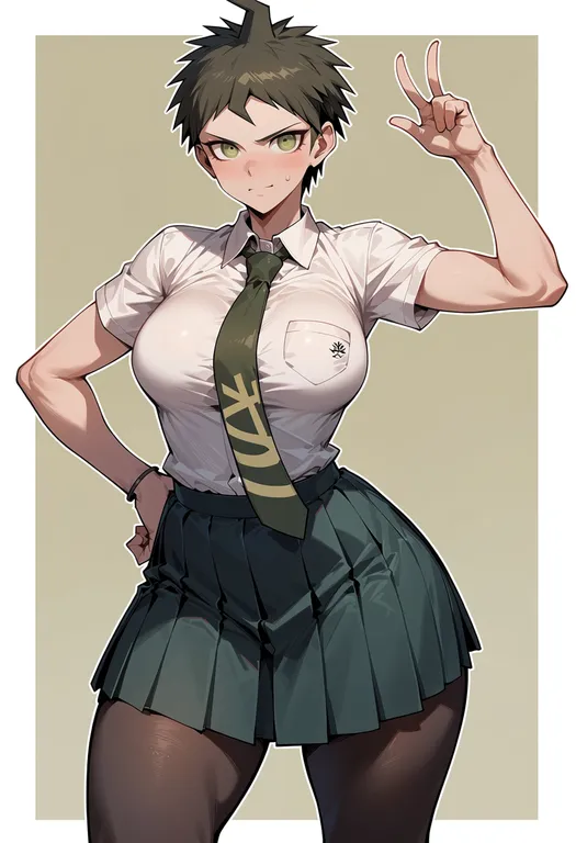 masterpiece, best quality, score_7, safe, hinata hajime, danganronpa 2: goodbye despair — by k3scat, made with ComfyUI