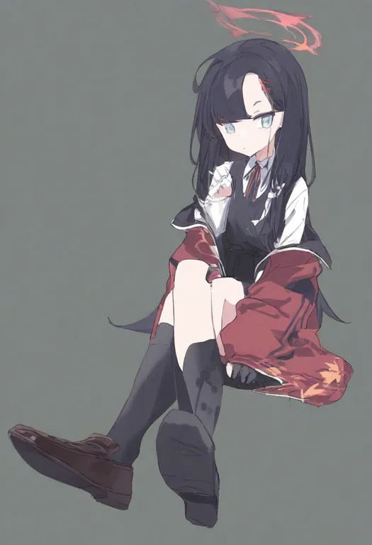 masterpiece, best quality, general, black socks, 1girl, solo, simple background — by k3scat, made with ComfyUI