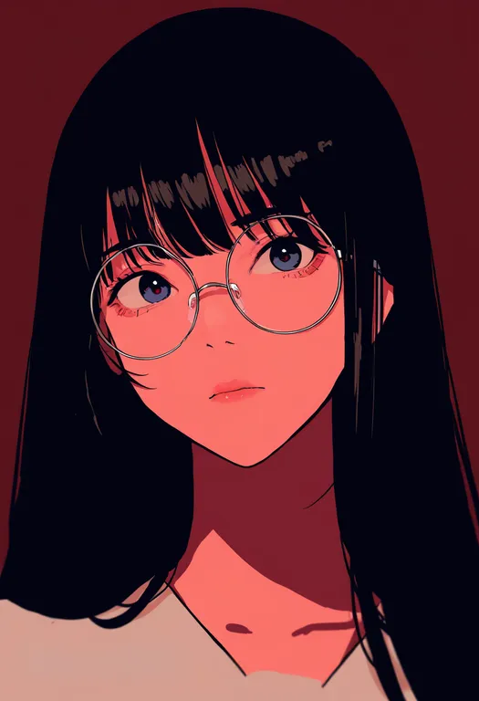 masterpiece, best quality, newest, absurdres, highres, safe, round_eyewear, 1girl, solo, portrait, simple_background — by k3scat, made with ComfyUI
