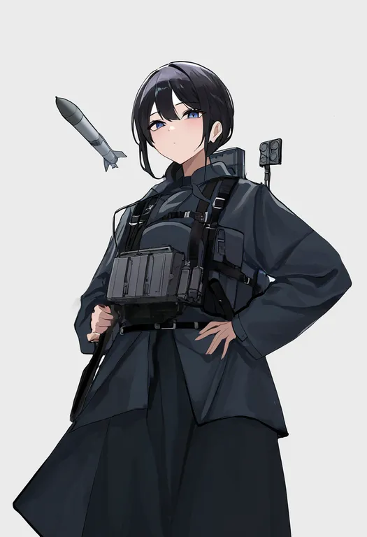 masterpiece, best quality, newest, absurdres, highres, safe, missile_pod, 1girl, solo, simple_background — by k3scat, made with ComfyUI